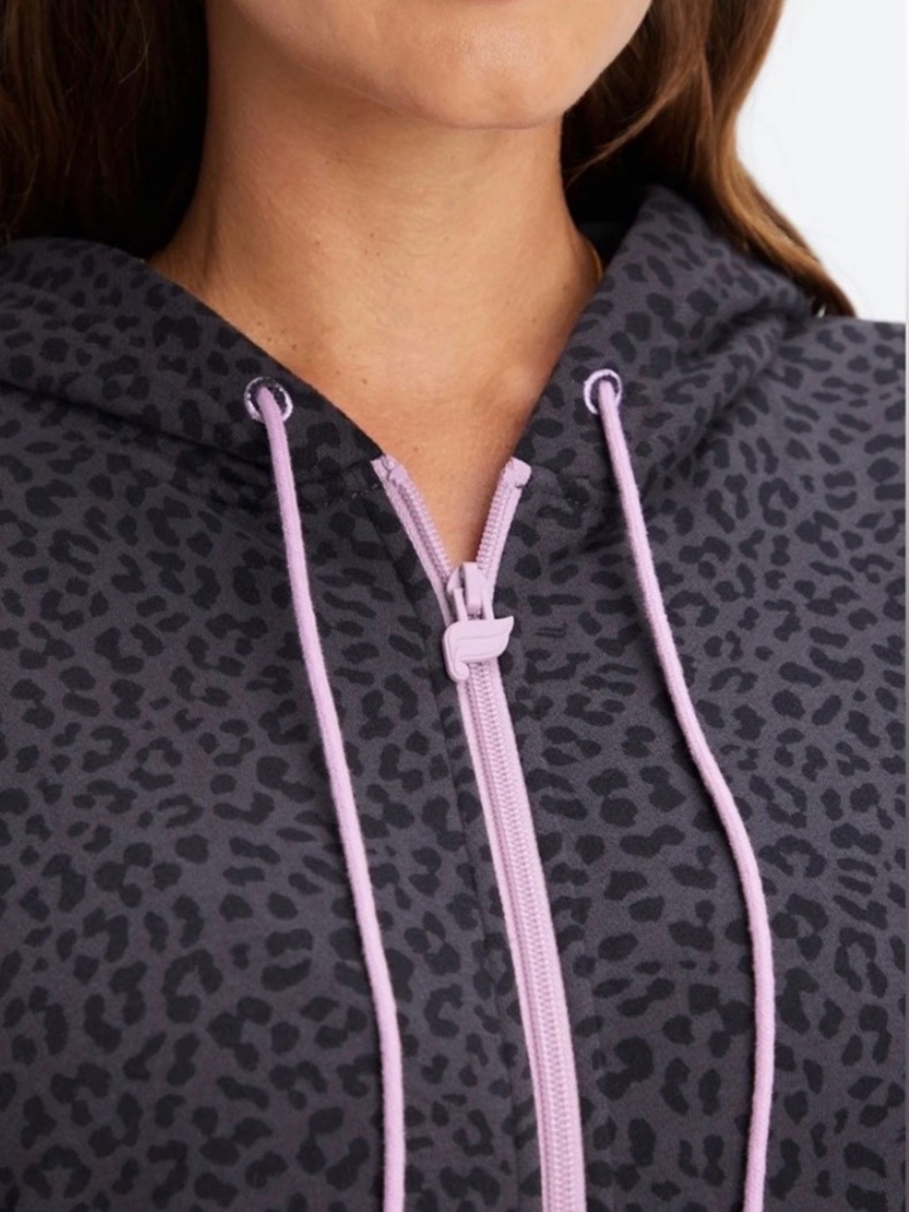 Fabletics Forever Fleece Hooded Onesie Leopard Print Pink Zip Small - Picture 3 of 9